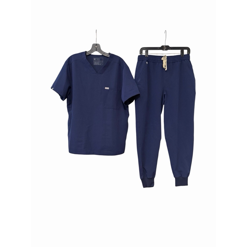 FIGS Technical Collection Womens Medium Blue Scrub Set Top & Jogger Pants F11-4